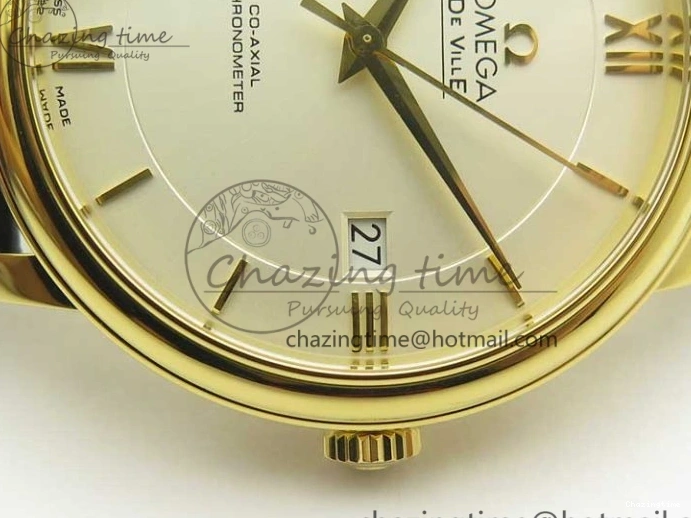 0429 UrbanChic De Ville YG MKF 1:1 Best Edition Silver Dial YG Markers on Black Leather Strap MIYOTA 9015 V 8048